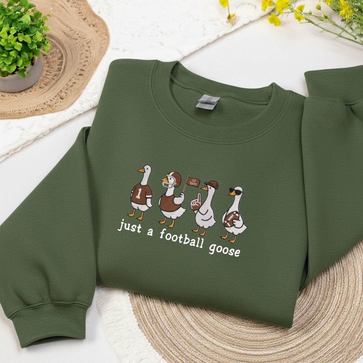 Embroidered Football Sweatshirt, Embroidery Just a Football Crewneck, Funny Football Fan Gift Sweat