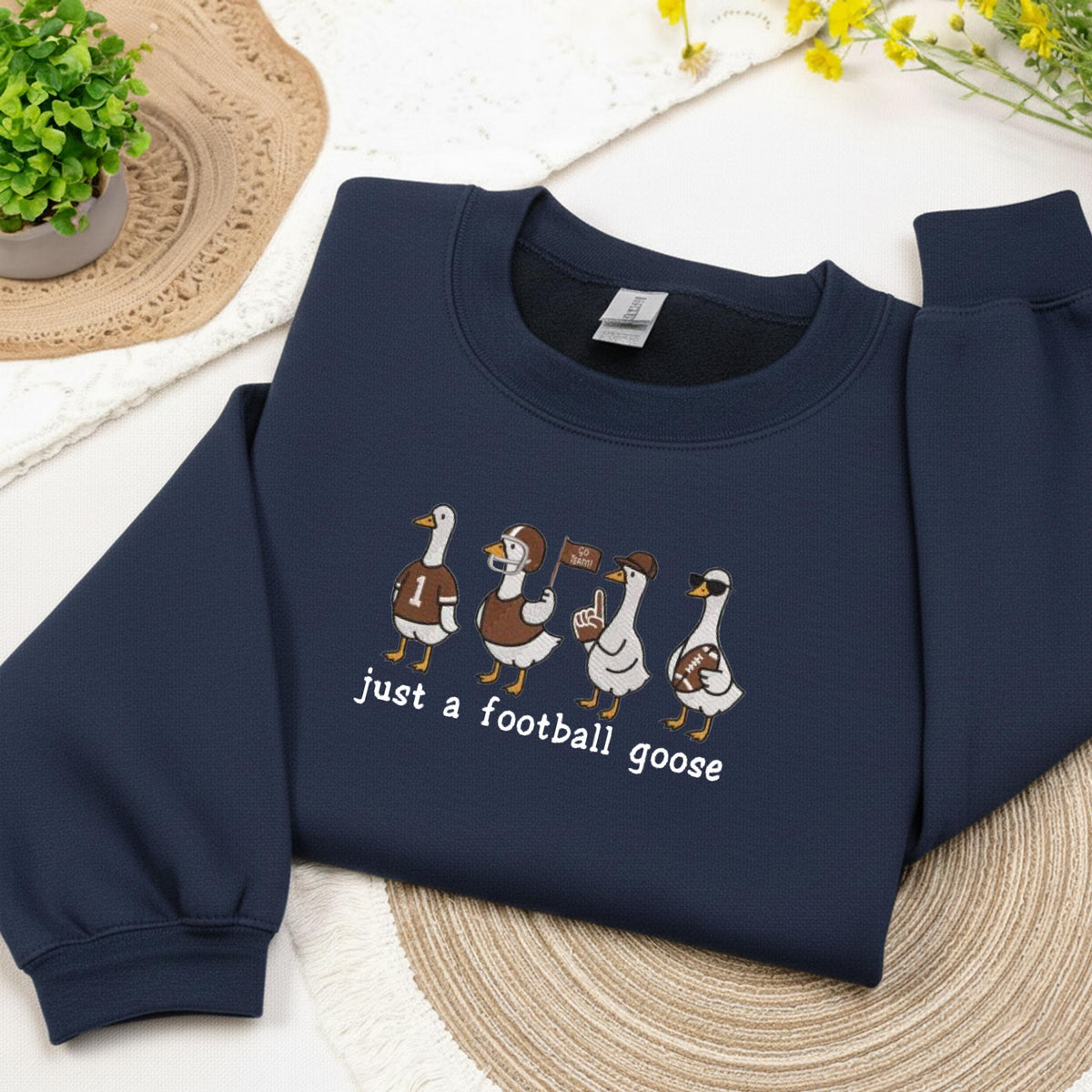 Embroidered Football Sweatshirt, Embroidery Just a Football Crewneck, Funny Football Fan Gift Sweat