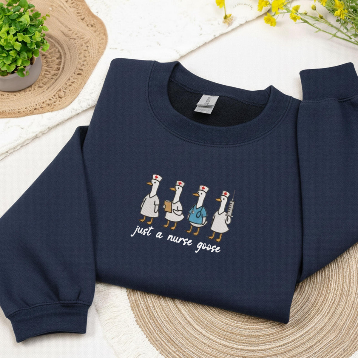 Embroidered Nurse Sweatshirt, Just a Nurse Embroidery Crewneck, Gift for Nurse