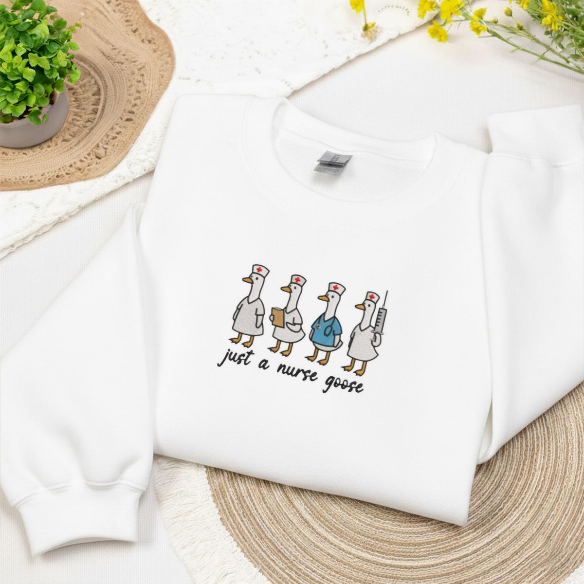 Embroidered Nurse Sweatshirt, Just a Nurse Embroidery Crewneck, Gift for Nurse