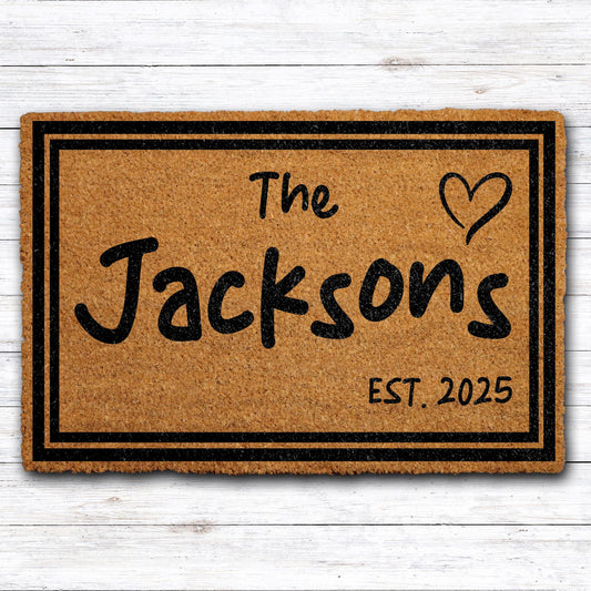 Customizable Family Name Welcome Mat, Personalized Last Name Doormat