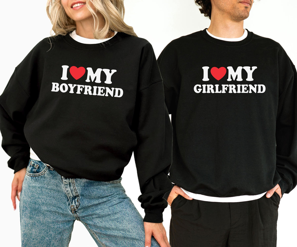 I love My Boyfriend & Girlfriend Shirt, Valentine's Day Sweater, Couple Matching Tees