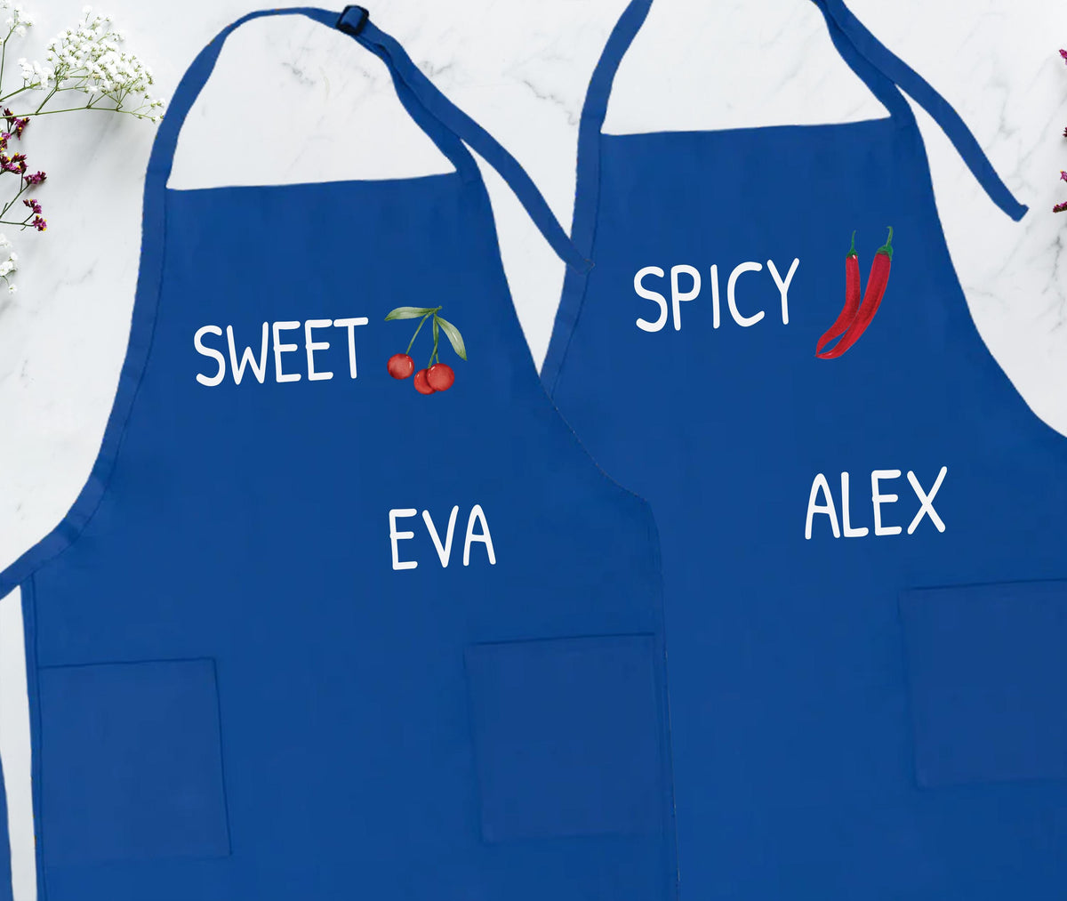 Custom Couple Matching Apron, Sweet & Spicy Valentine's Day Aprons, Chef Apron Gift for Lovers