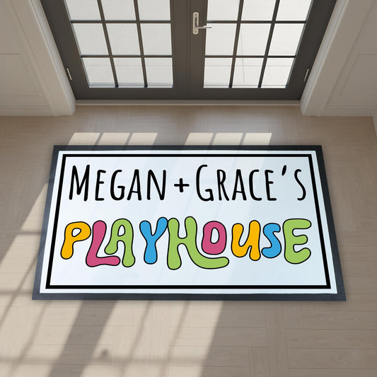 Custom Kids Playhouse Doormat, Personalized Name Children's Room Decor