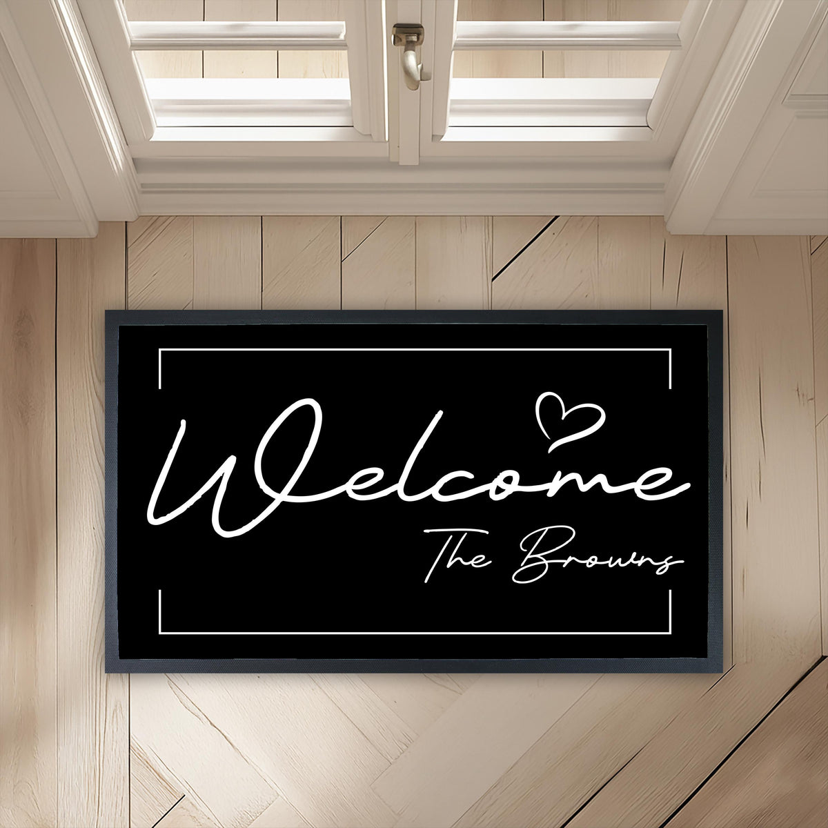 Personalized Welcome Doormat, Custom Family Name Entryway Rug, Modern Housewarming Gift