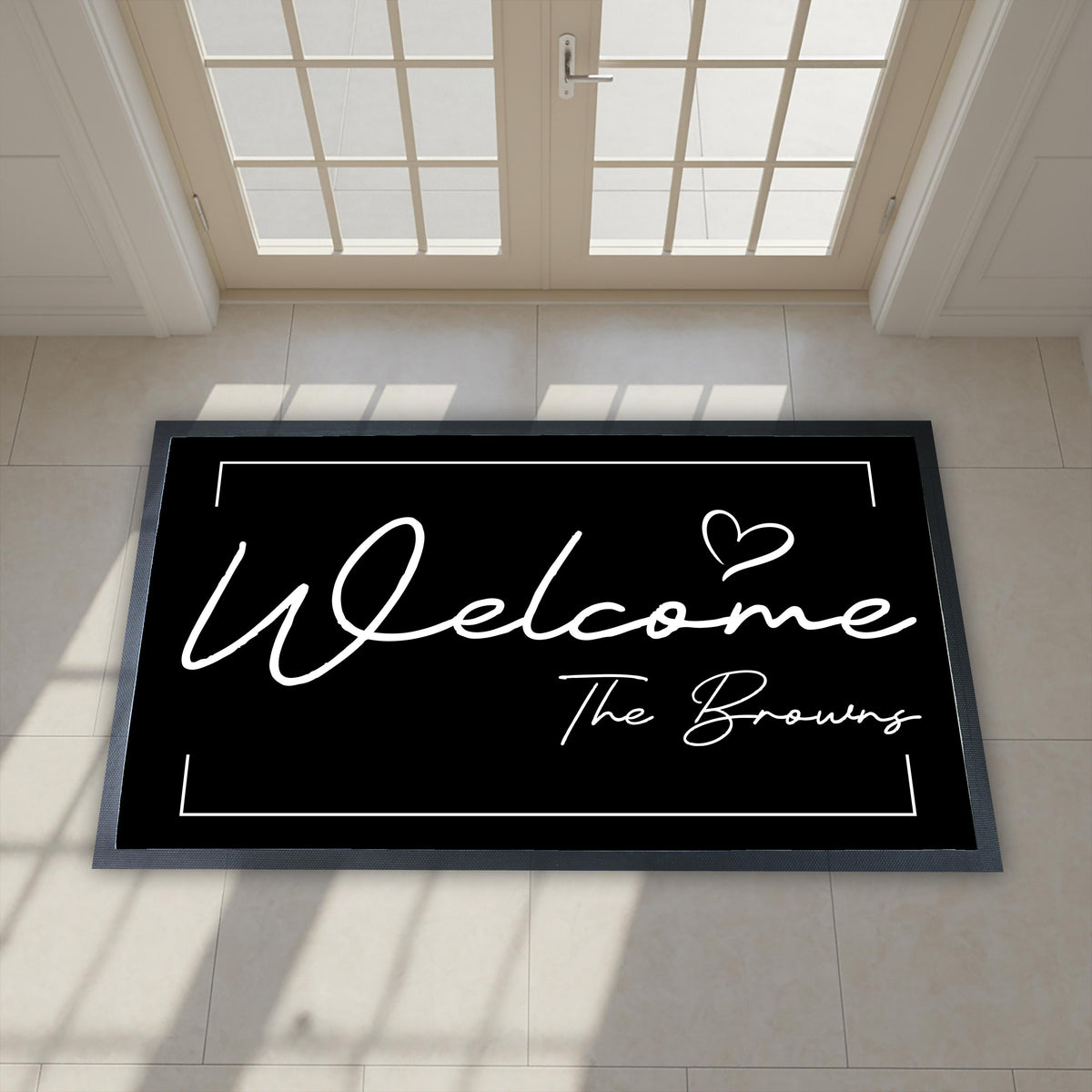 Personalized Welcome Doormat, Custom Family Name Entryway Rug, Modern Housewarming Gift