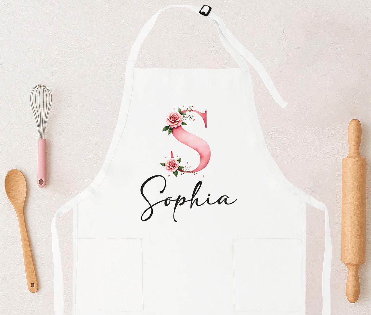 Personalized Floral Initial Apron
