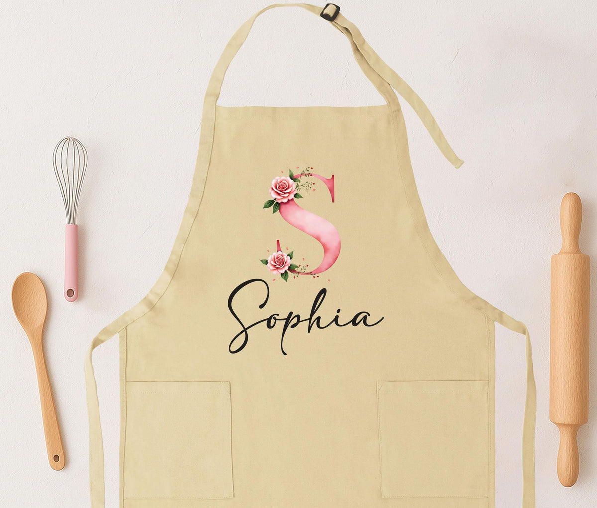 Personalized Floral Initial Apron