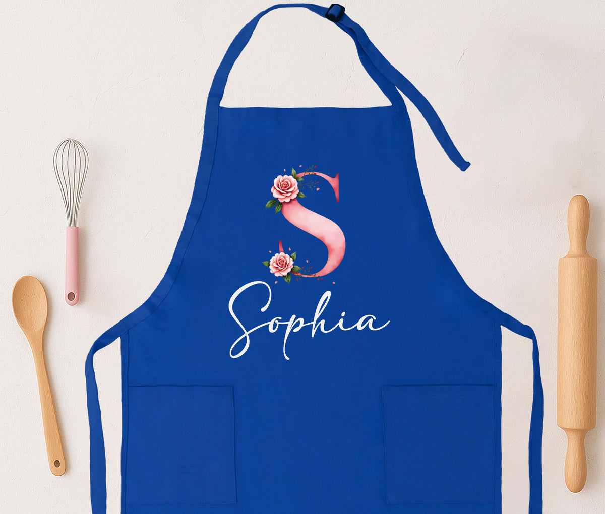 Personalized Floral Initial Apron