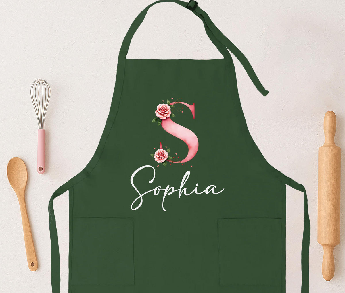 Personalized Floral Initial Apron