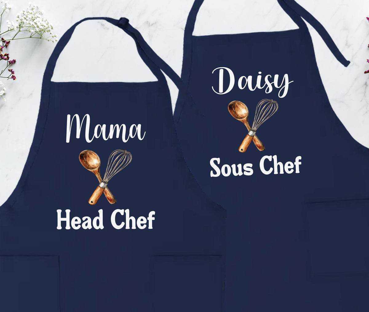 Custom Mama & Kids Apron, Family Matching Aprons, Personalized Head Chef Apron
