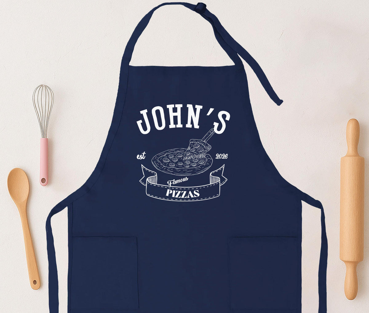 Custom Famous Pizzas Apron, Kitchen Chef Apron, Pizza Cooking Apron Gift