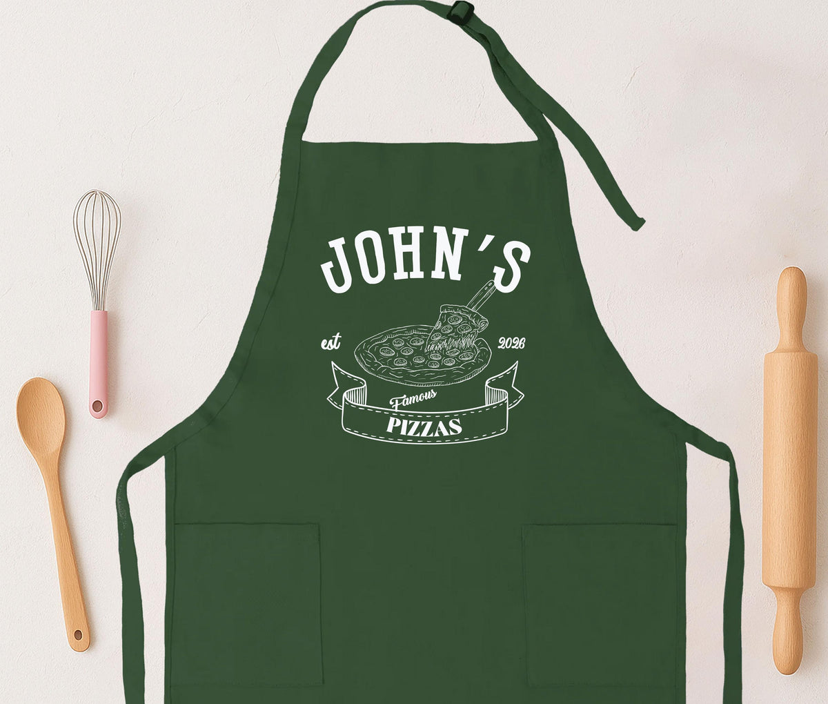 Custom Famous Pizzas Apron, Kitchen Chef Apron, Pizza Cooking Apron Gift