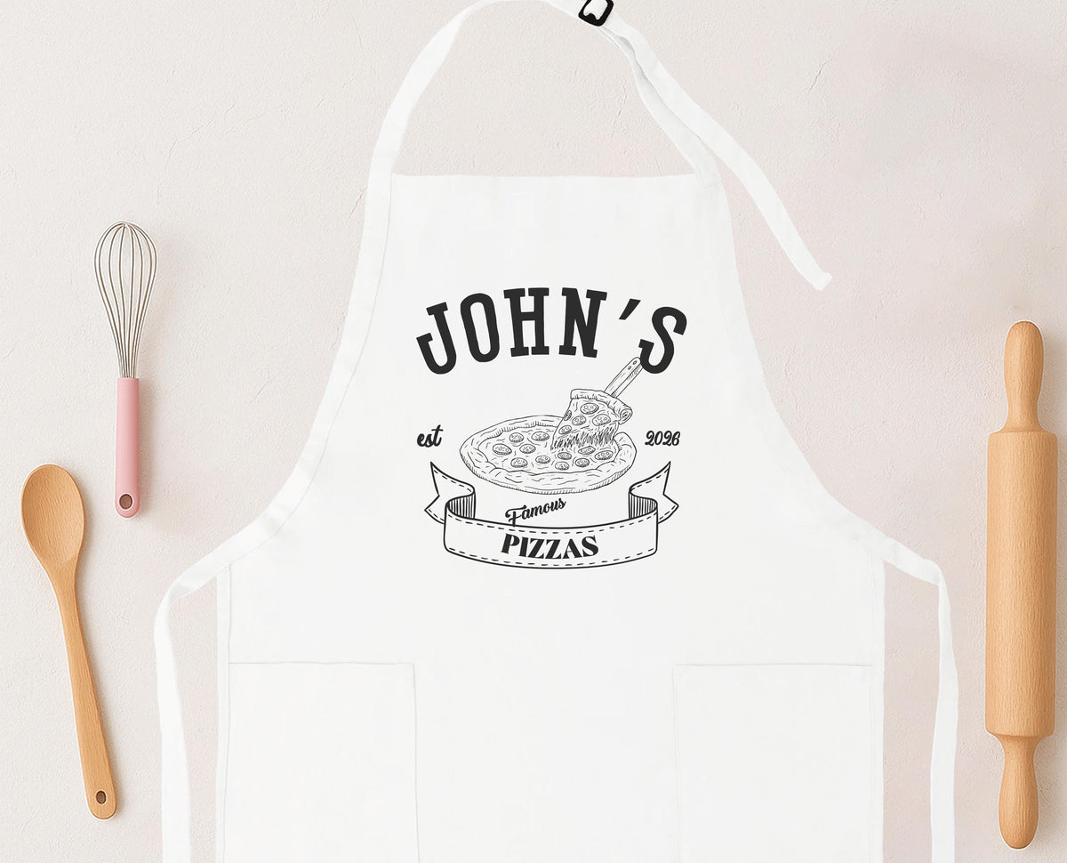 Custom Famous Pizzas Apron, Kitchen Chef Apron, Pizza Cooking Apron Gift