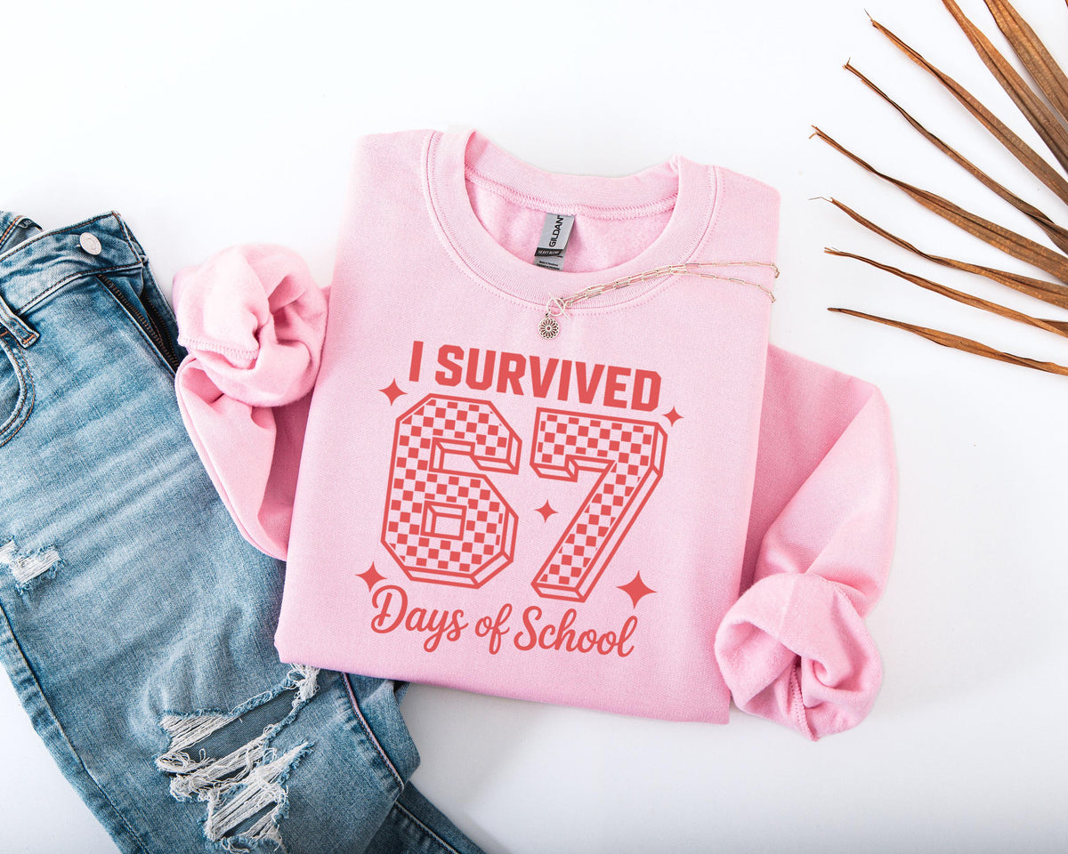 I Survived 67 Days of School Sweatshirt, 6 7 Days of School Sweater, Funny Teacher Sweater, Student Six Seven Sweater, School Hoodie