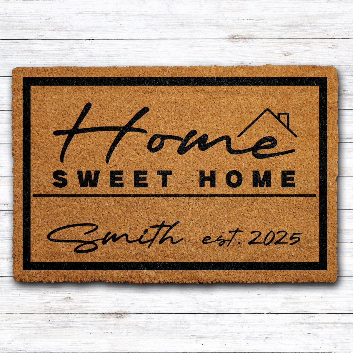 Personalized Home Sweet Home Doormat, Custom Family Name & Est Year Coir Welcome Mat