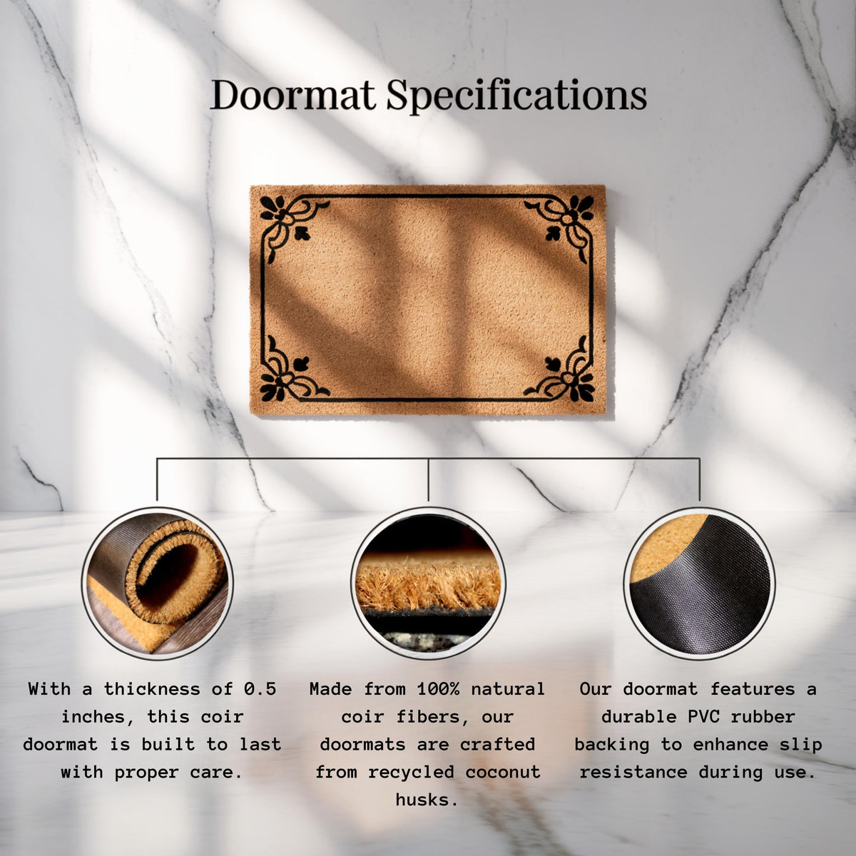 Custom House Number Welcome Mat, One Line Art Design Coir Doormat, Minimalist Home Entrance Mat
