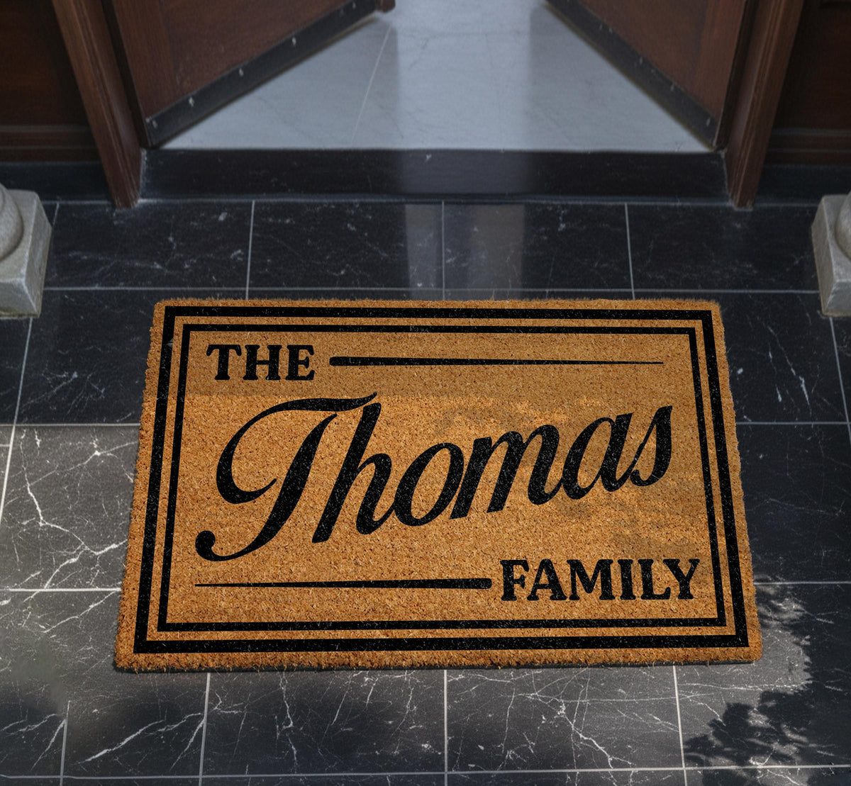 Personalized Coir Welcome Mat with Last Name and Est Date, Custom Family Name Doormat