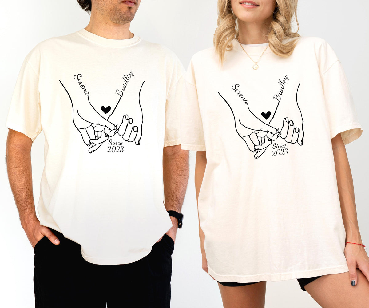 Holding Hands Shirt, Custom Couple Matching Tees, Valentine's Day Sweater