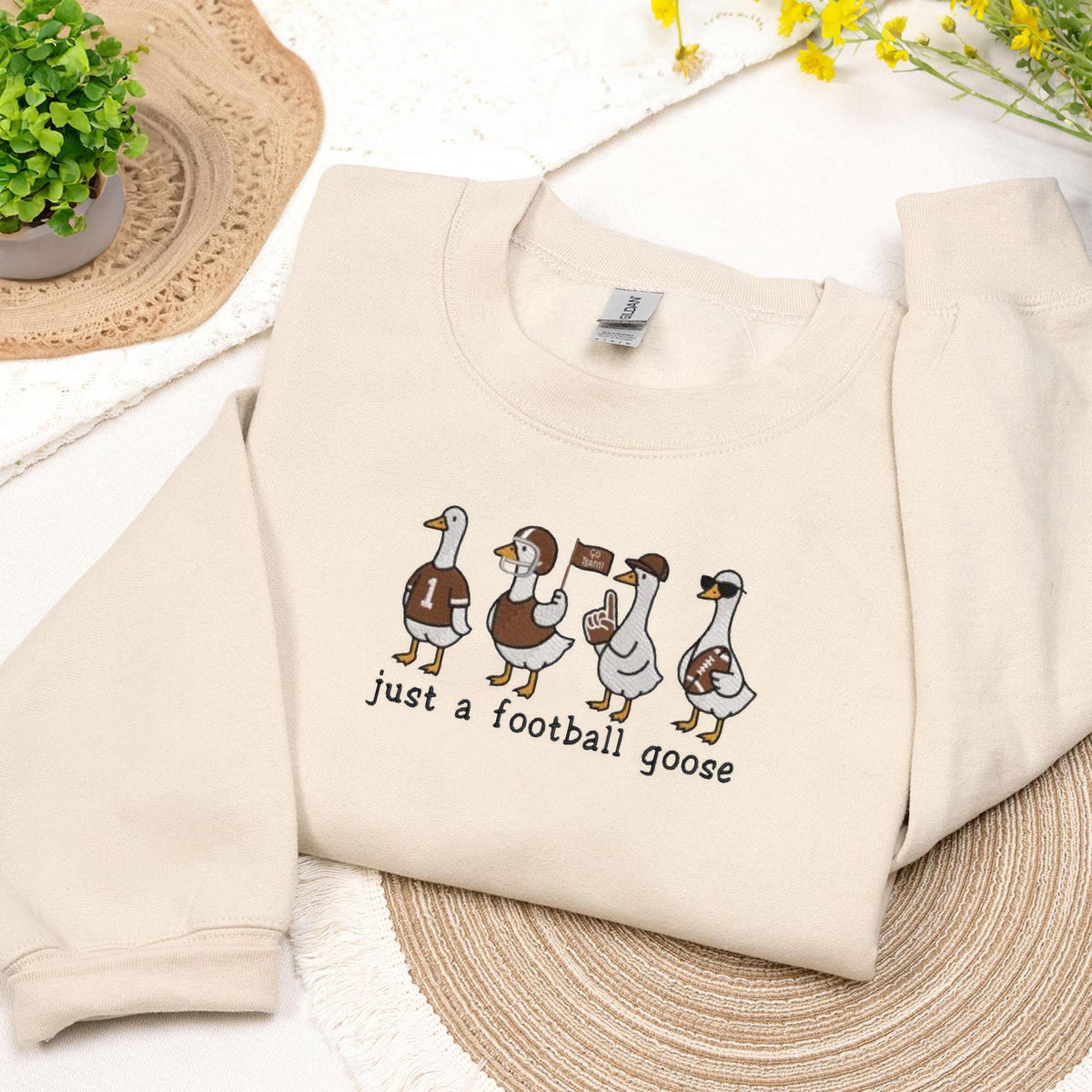 Embroidered Football Sweatshirt, Embroidery Just a Football Crewneck, Funny Football Fan Gift Sweat