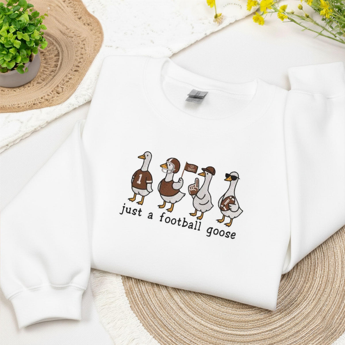 Embroidered Football Sweatshirt, Embroidery Just a Football Crewneck, Funny Football Fan Gift Sweat