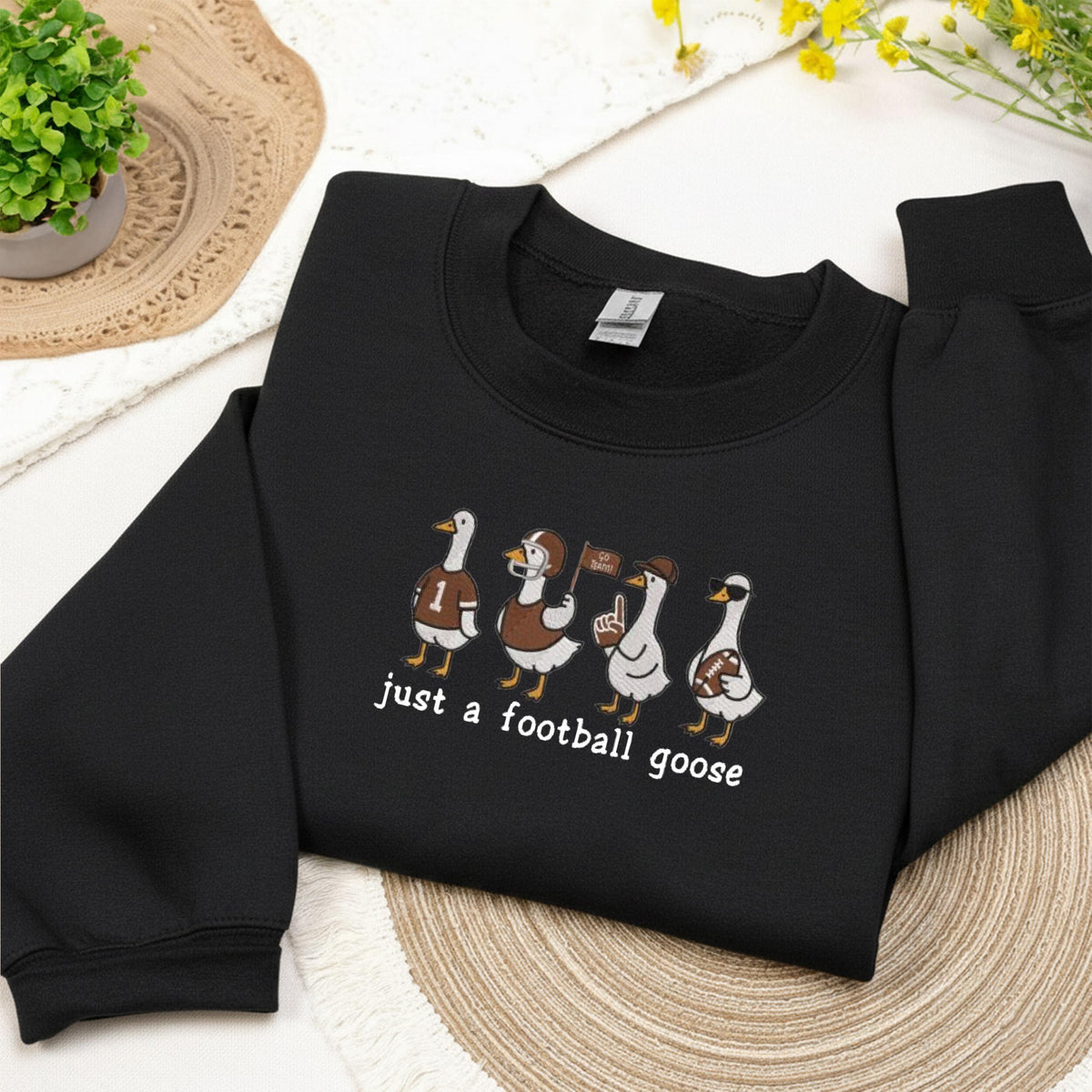 Embroidered Football Sweatshirt, Embroidery Just a Football Crewneck, Funny Football Fan Gift Sweat