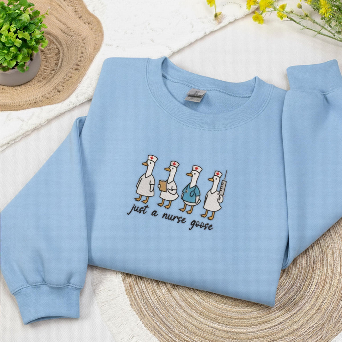 Embroidered Nurse Sweatshirt, Just a Nurse Embroidery Crewneck, Gift for Nurse
