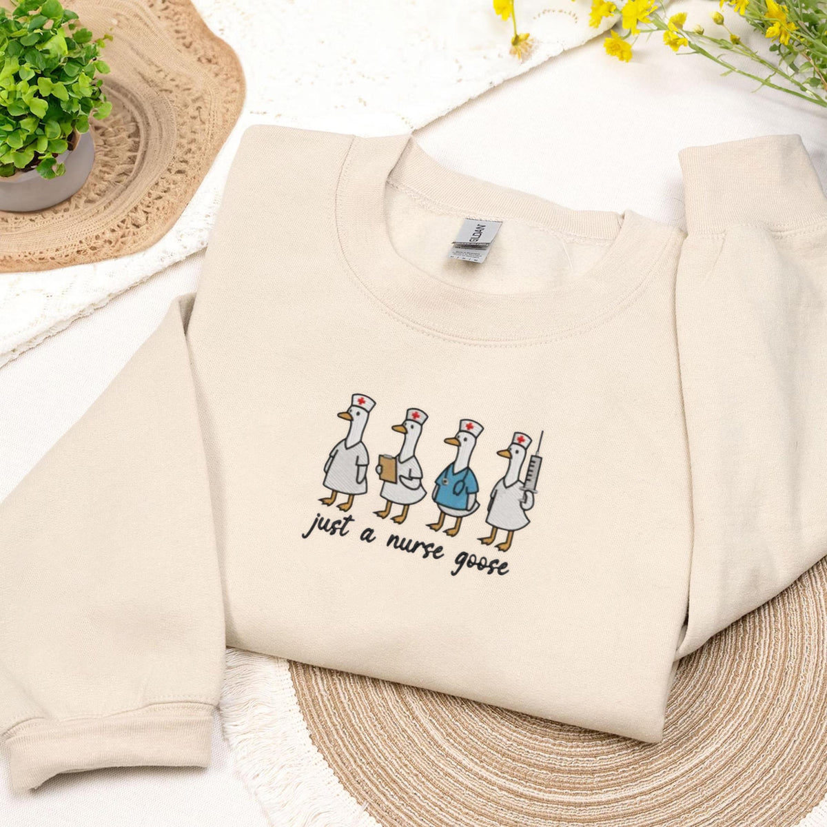 Embroidered Nurse Sweatshirt, Just a Nurse Embroidery Crewneck, Gift for Nurse