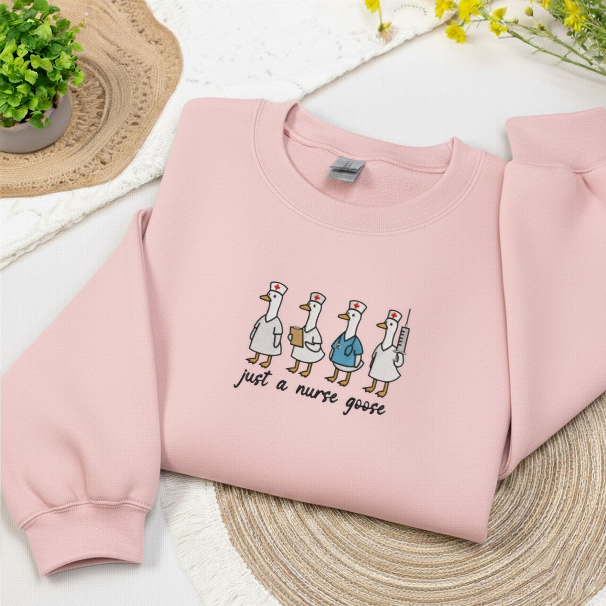 Embroidered Nurse Sweatshirt, Just a Nurse Embroidery Crewneck, Gift for Nurse