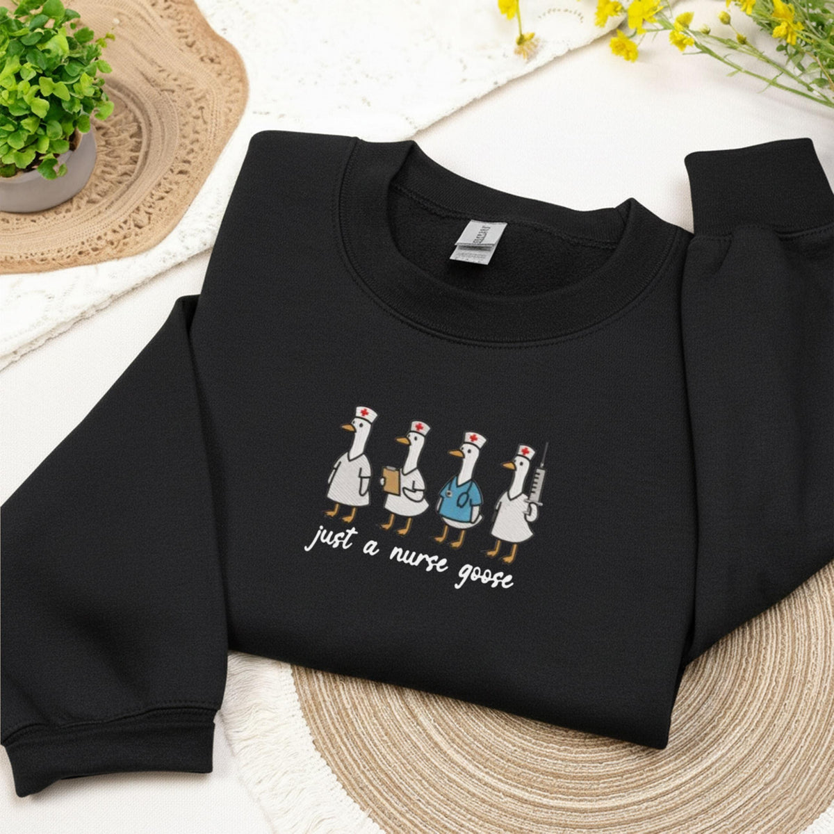 Embroidered Nurse Sweatshirt, Just a Nurse Embroidery Crewneck, Gift for Nurse