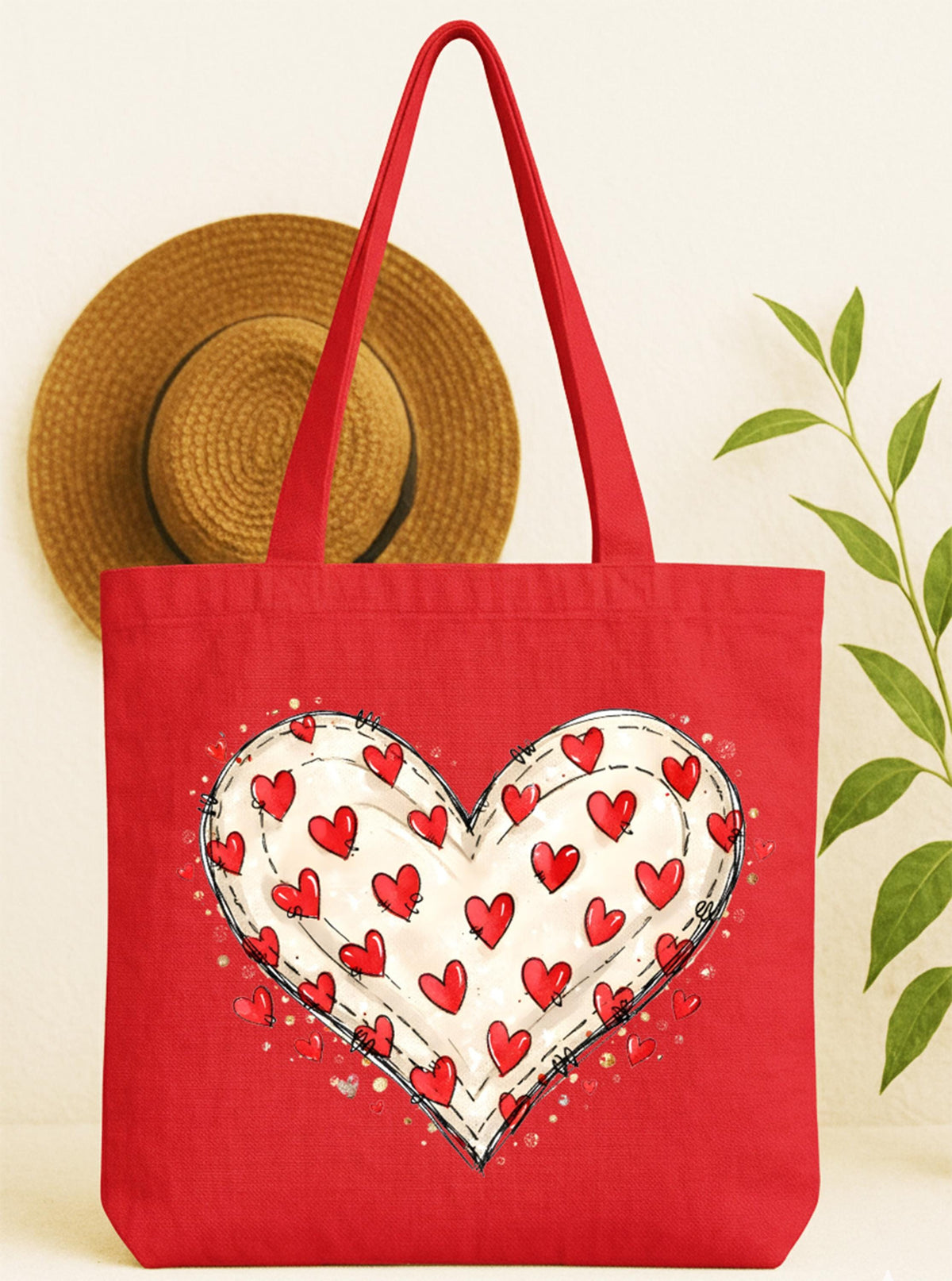 Valentine's Day Heart Tote Bag, Red Hearts Tote Bag, Valentine's Day Gift Bag
