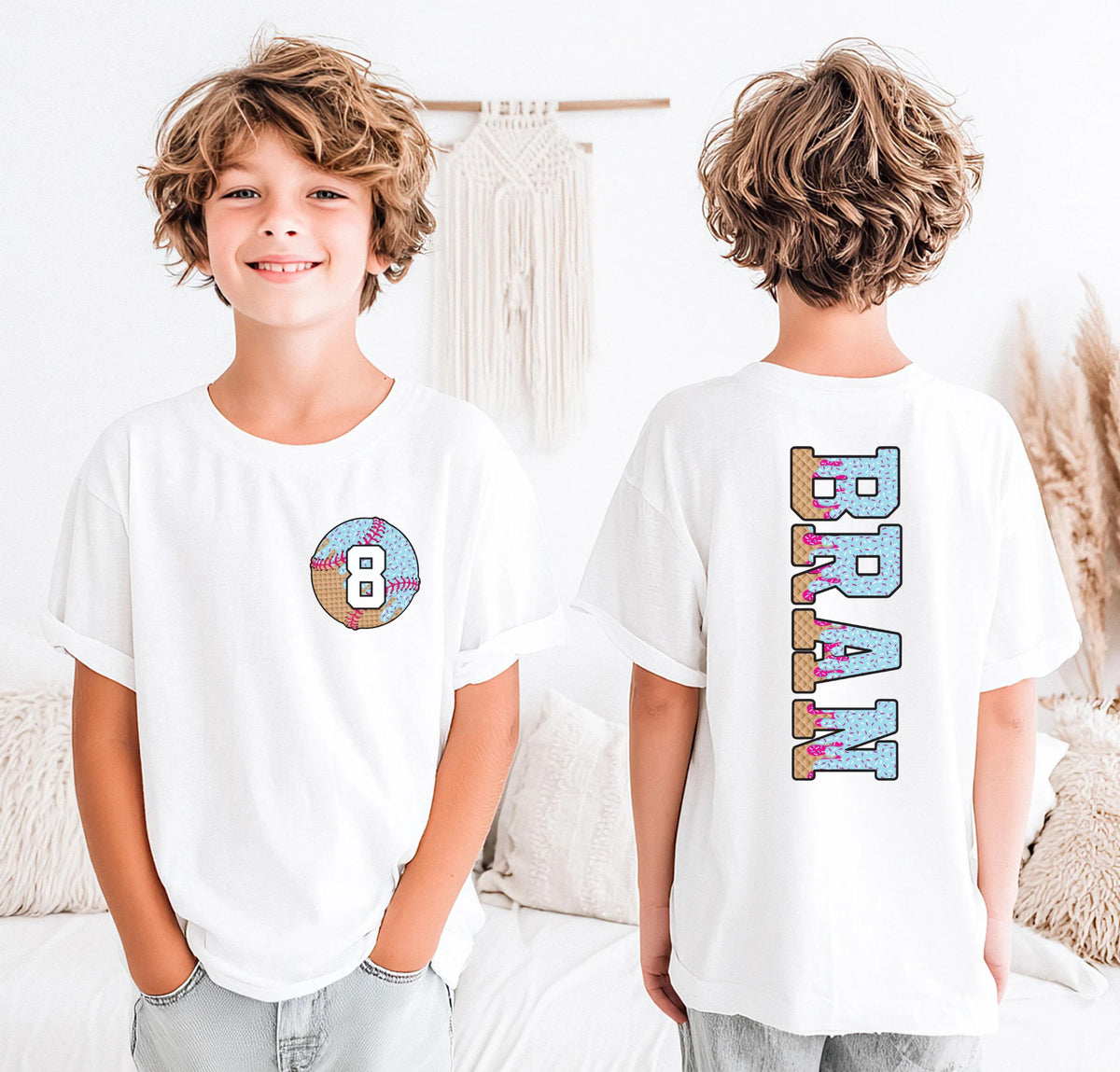 Personalized Baseball Drip Name and Number Shirt