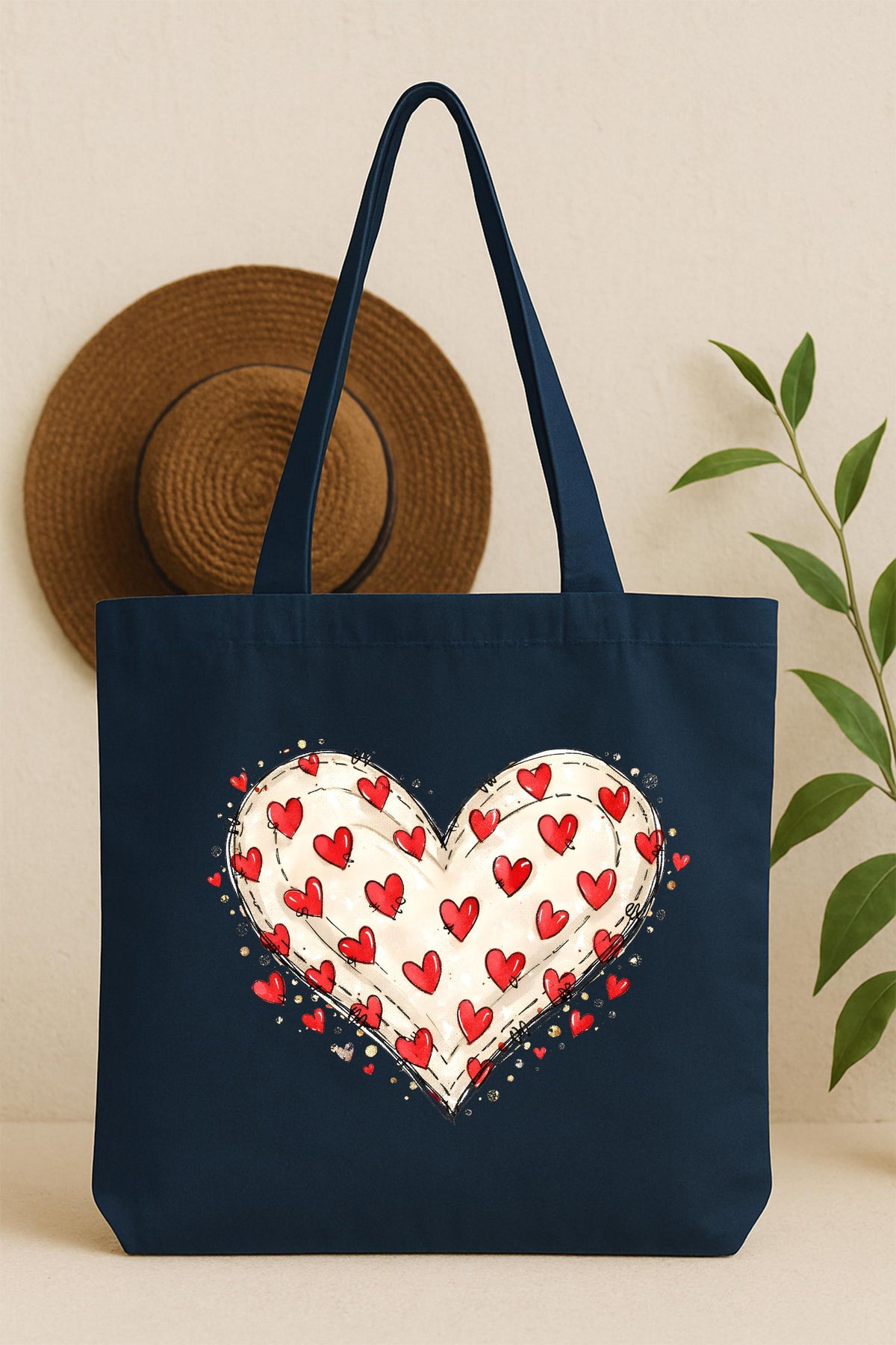 Valentine's Day Heart Tote Bag, Red Hearts Tote Bag, Valentine's Day Gift Bag