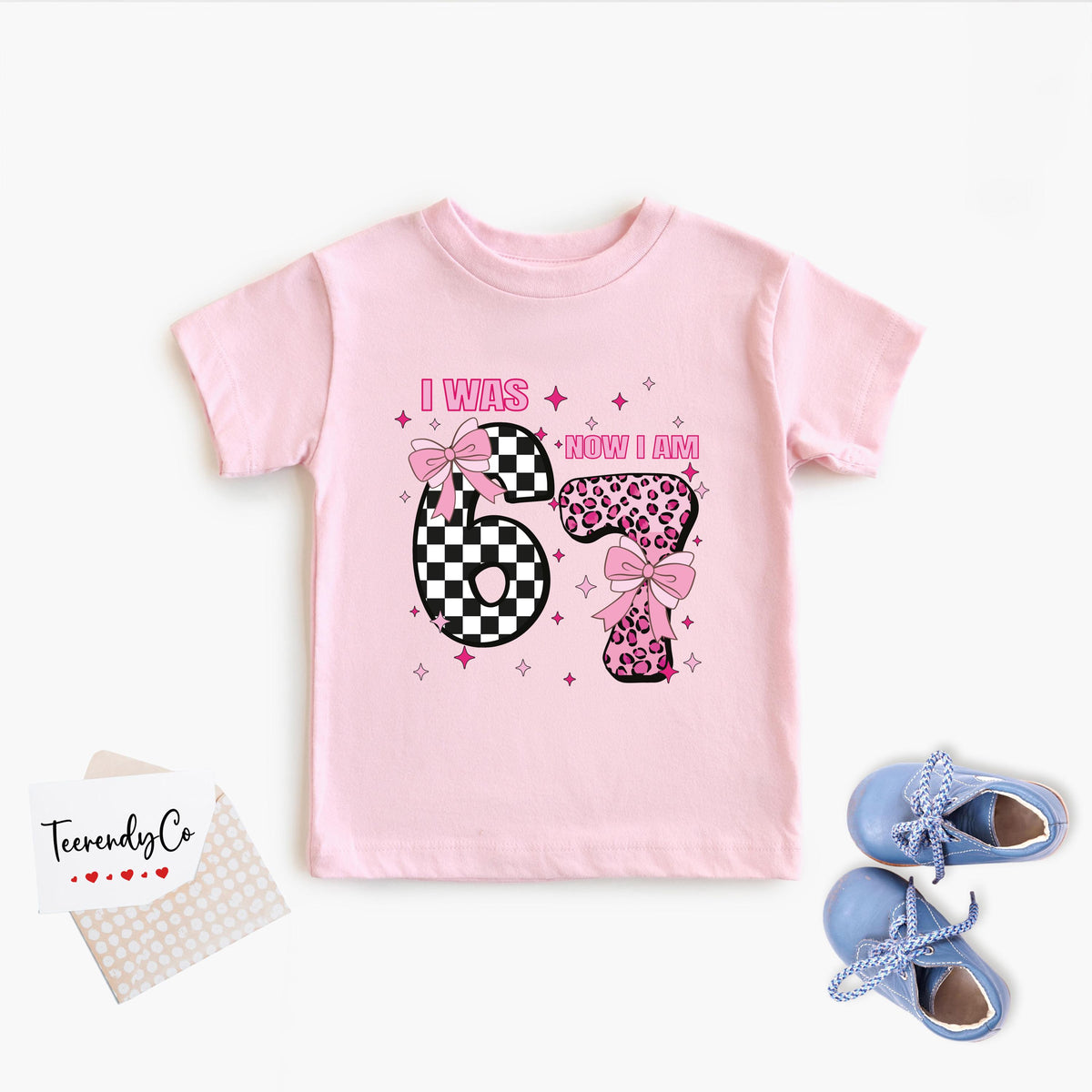 I Was 6 Now I'm 7 Birthday T-Shirt, Coquette 7th Birthday Girl Tee, Funny 6 7 Birthday Gift