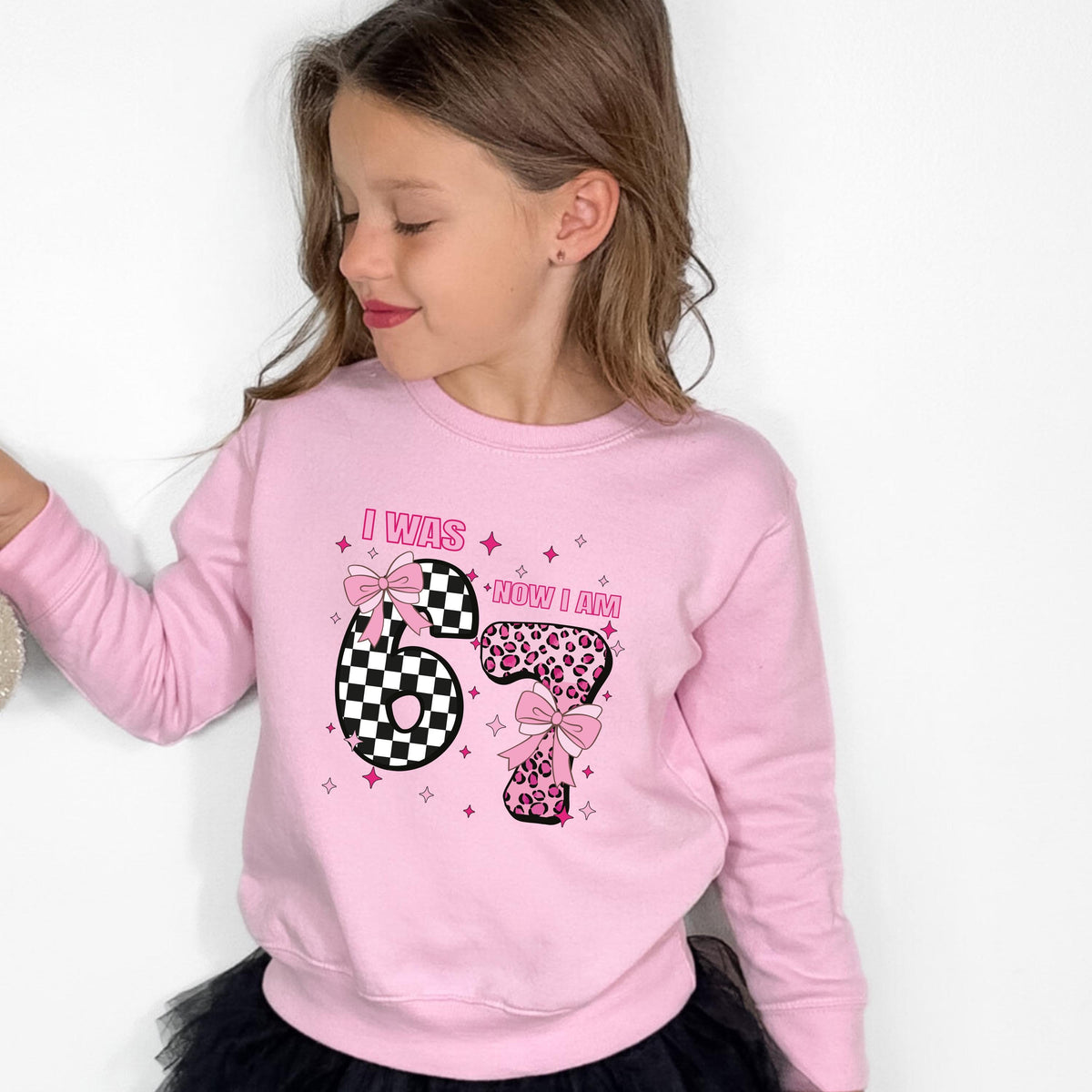 I Was 6 Now I'm 7 Birthday T-Shirt, Coquette 7th Birthday Girl Tee, Funny 6 7 Birthday Gift