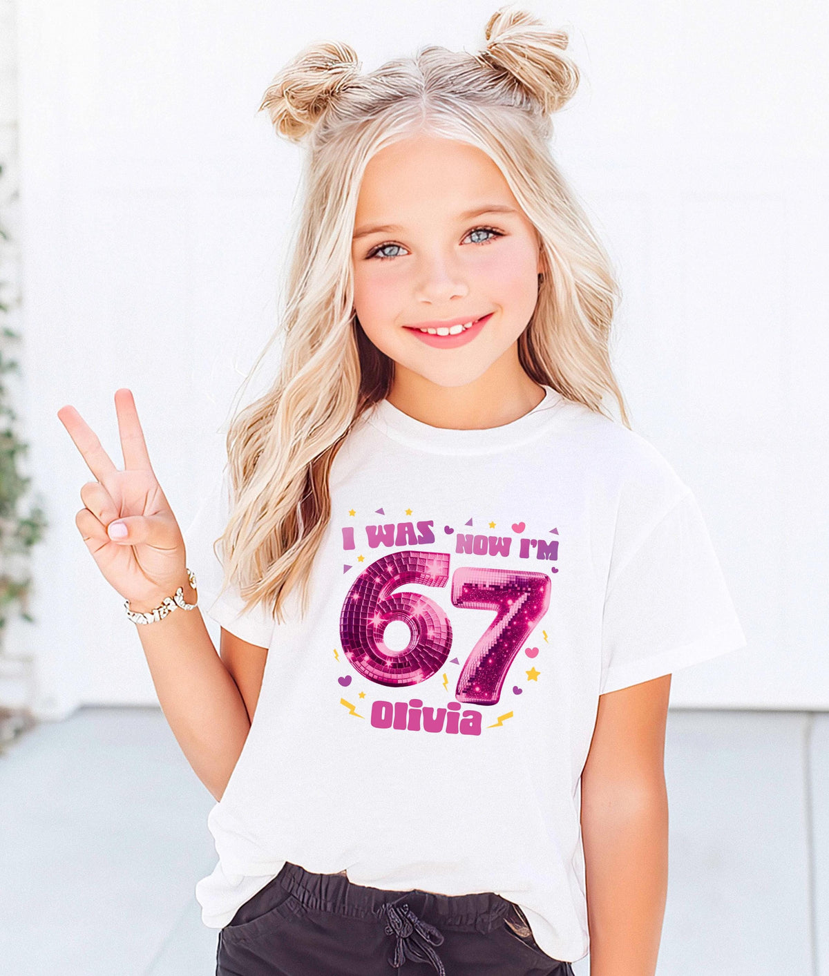 Disco Ball 7th Birthday Girl Shirt, I Was 6 Now I'm 7 Birthday Tee, Custom 6 7 Birthday Gift