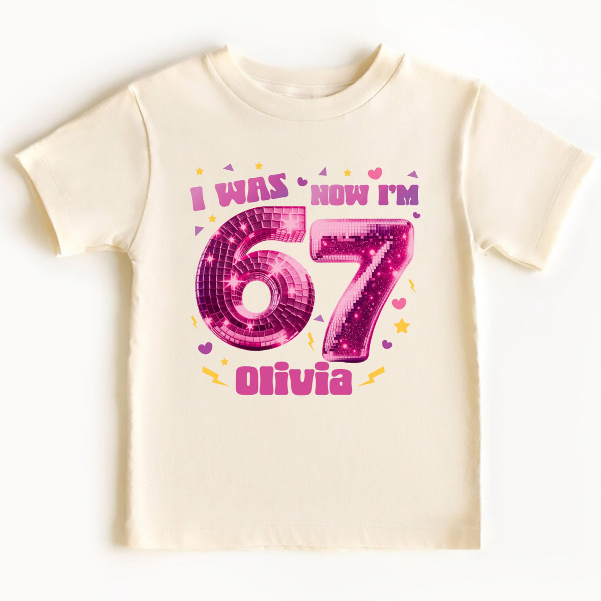Disco Ball 7th Birthday Girl Shirt, I Was 6 Now I'm 7 Birthday Tee, Custom 6 7 Birthday Gift