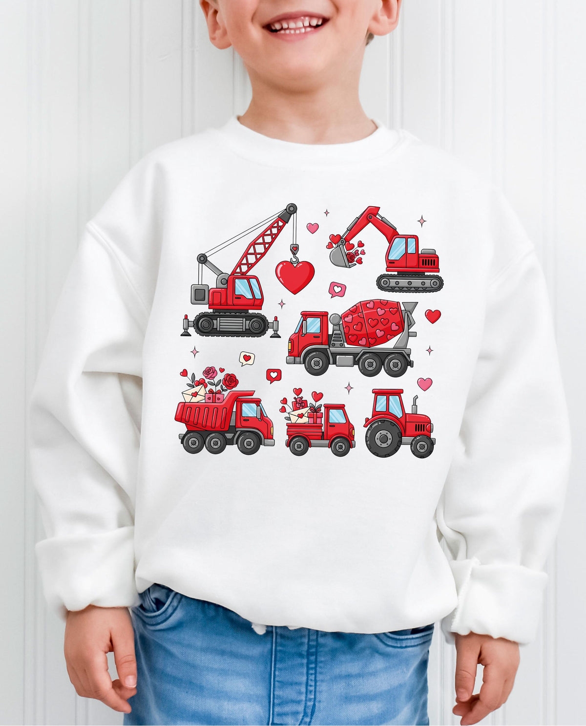 Monster Truck Valentine Sweatshirt, Truck Boys Valentine Sweater, Toddler Boy Truck Love Sweater, Kids Valentine Hoodie, Boys Crushin Hearts