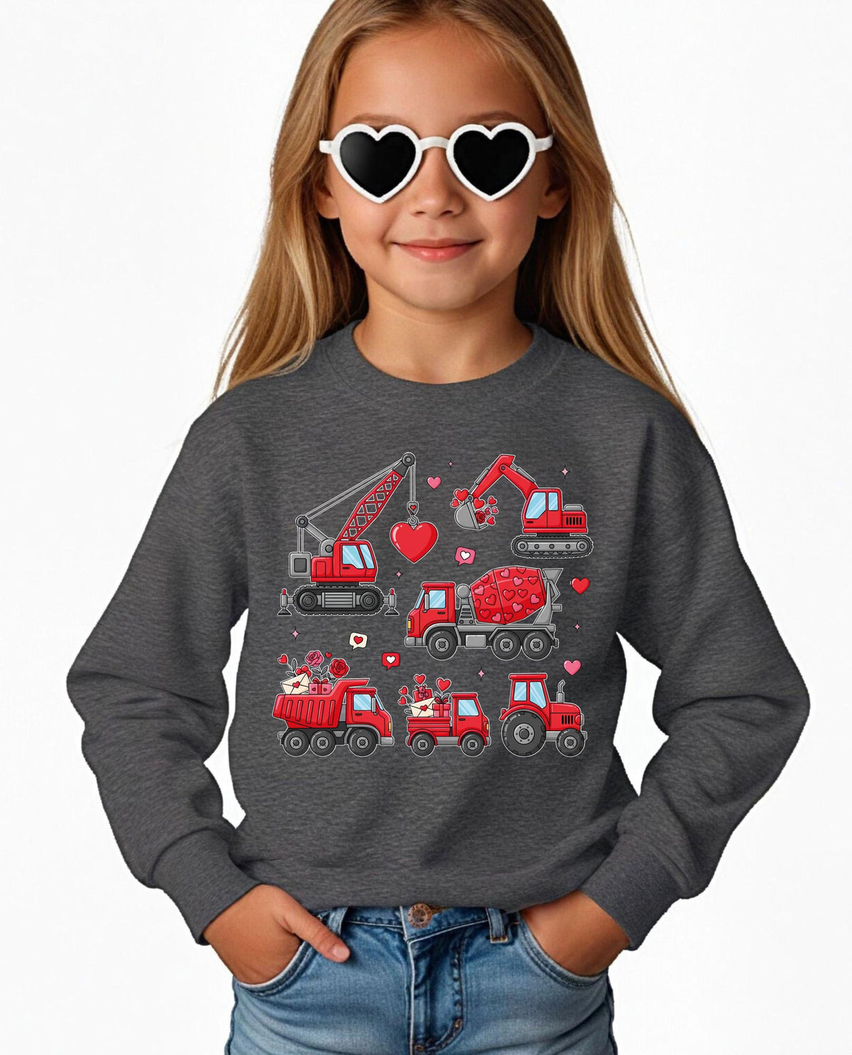 Monster Truck Valentine Sweatshirt, Truck Boys Valentine Sweater, Toddler Boy Truck Love Sweater, Kids Valentine Hoodie, Boys Crushin Hearts