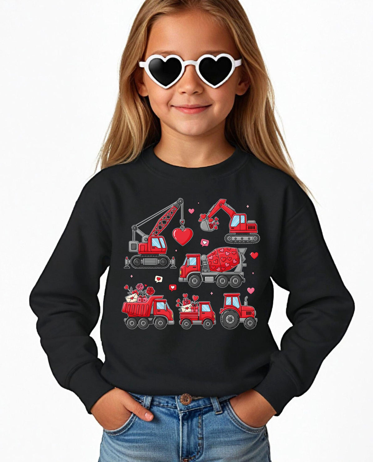 Monster Truck Valentine Sweatshirt, Truck Boys Valentine Sweater, Toddler Boy Truck Love Sweater, Kids Valentine Hoodie, Boys Crushin Hearts
