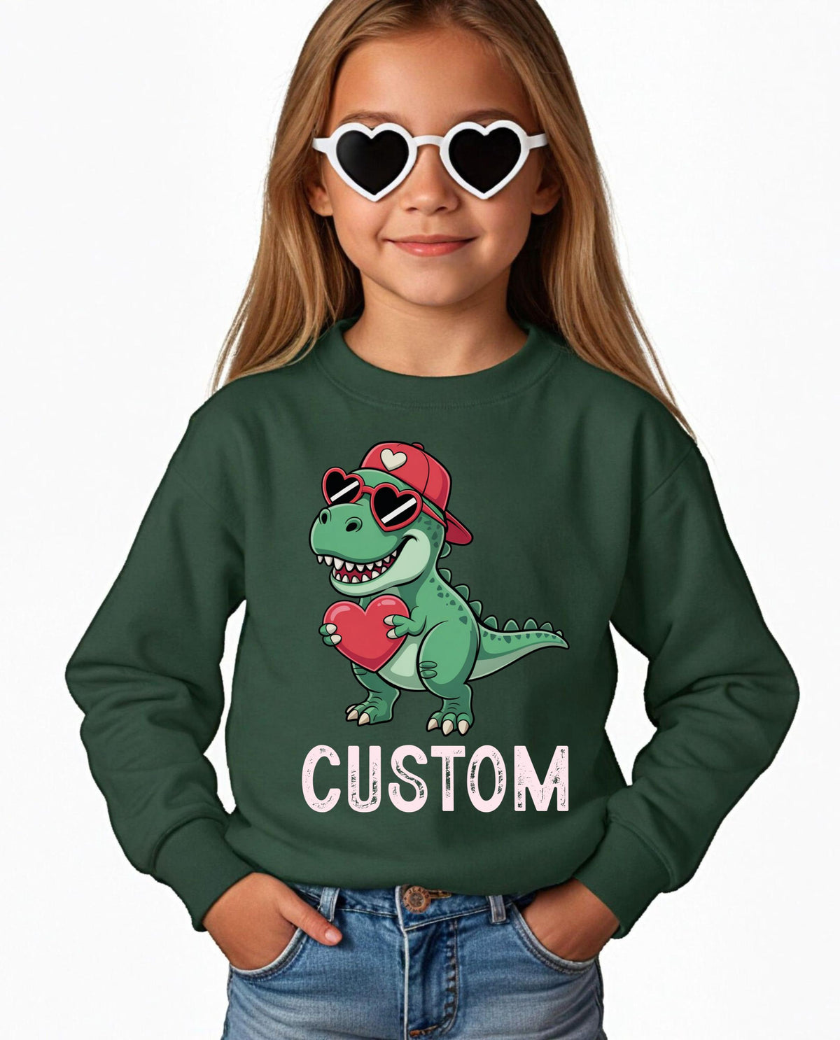Custom Name Dinosaur Valentine Sweatshirt, Boys Retro Valentine Sweater, Funny Kids Valentine Hoodie, Boys Dino Valentines Day Sweater