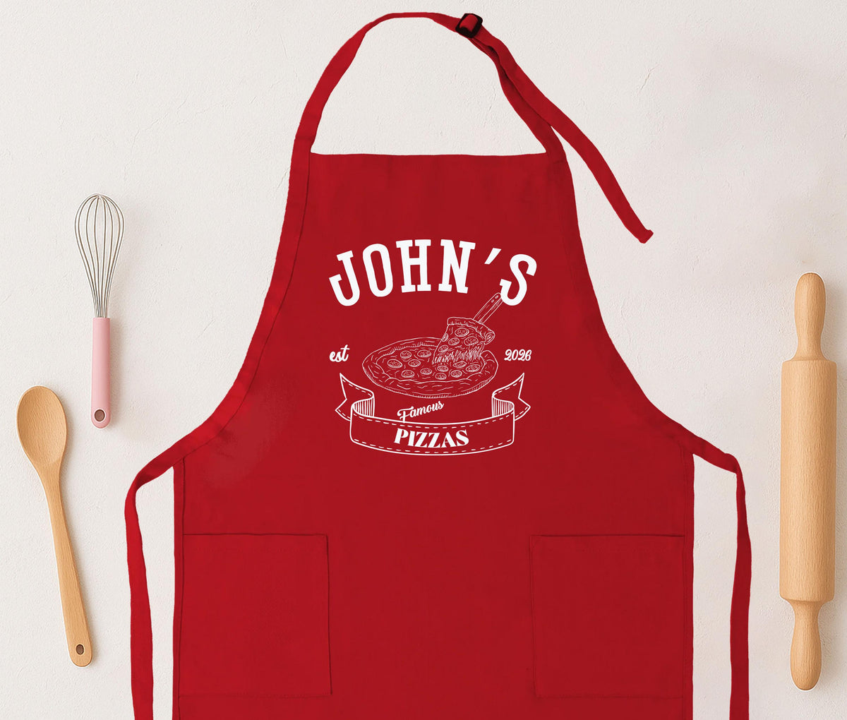 Custom Famous Pizzas Apron, Kitchen Chef Apron, Pizza Cooking Apron Gift