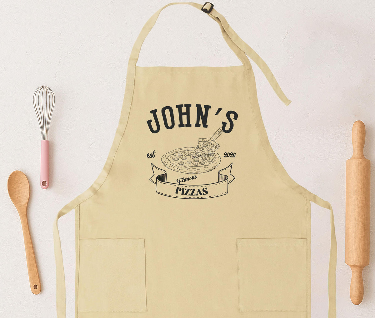 Custom Famous Pizzas Apron, Kitchen Chef Apron, Pizza Cooking Apron Gift
