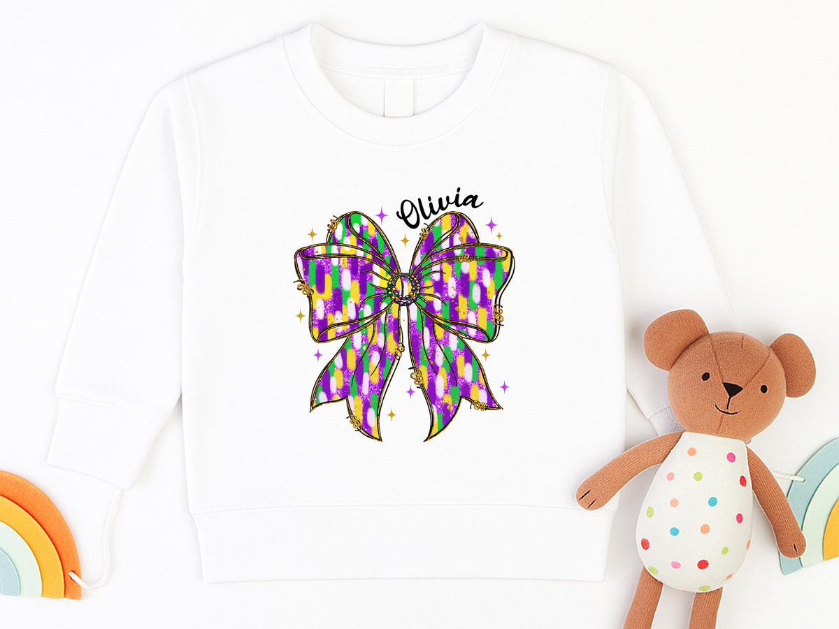 Coquette Bow Mardi Gras Shirt, Custom Mardi Gras Carnival Sweatshirt, Mardi Gras Festival Gift Tee