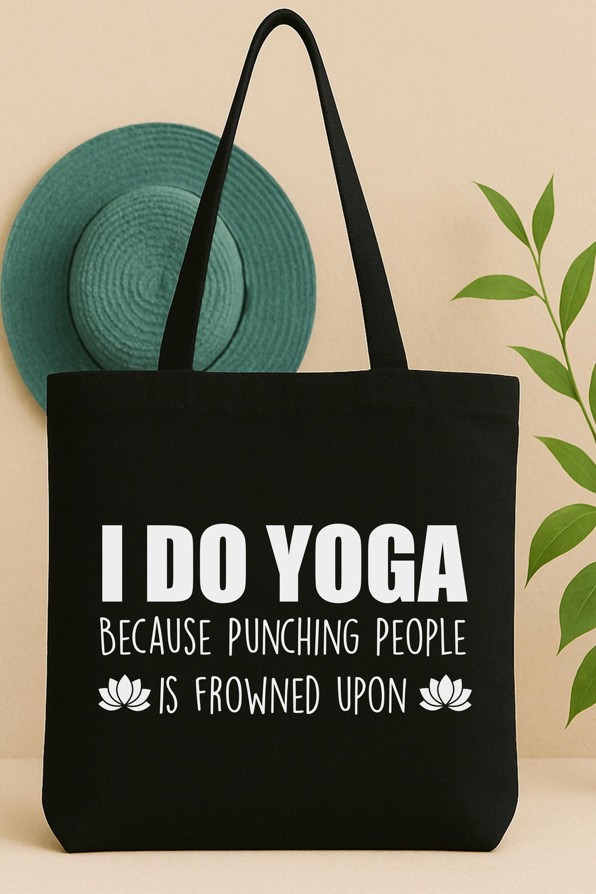 I Do Yoga Because Punching People is Frowned Upon Tote Bag, Yoga Lover Tote Bag, Yoga Teacher Gift Tote