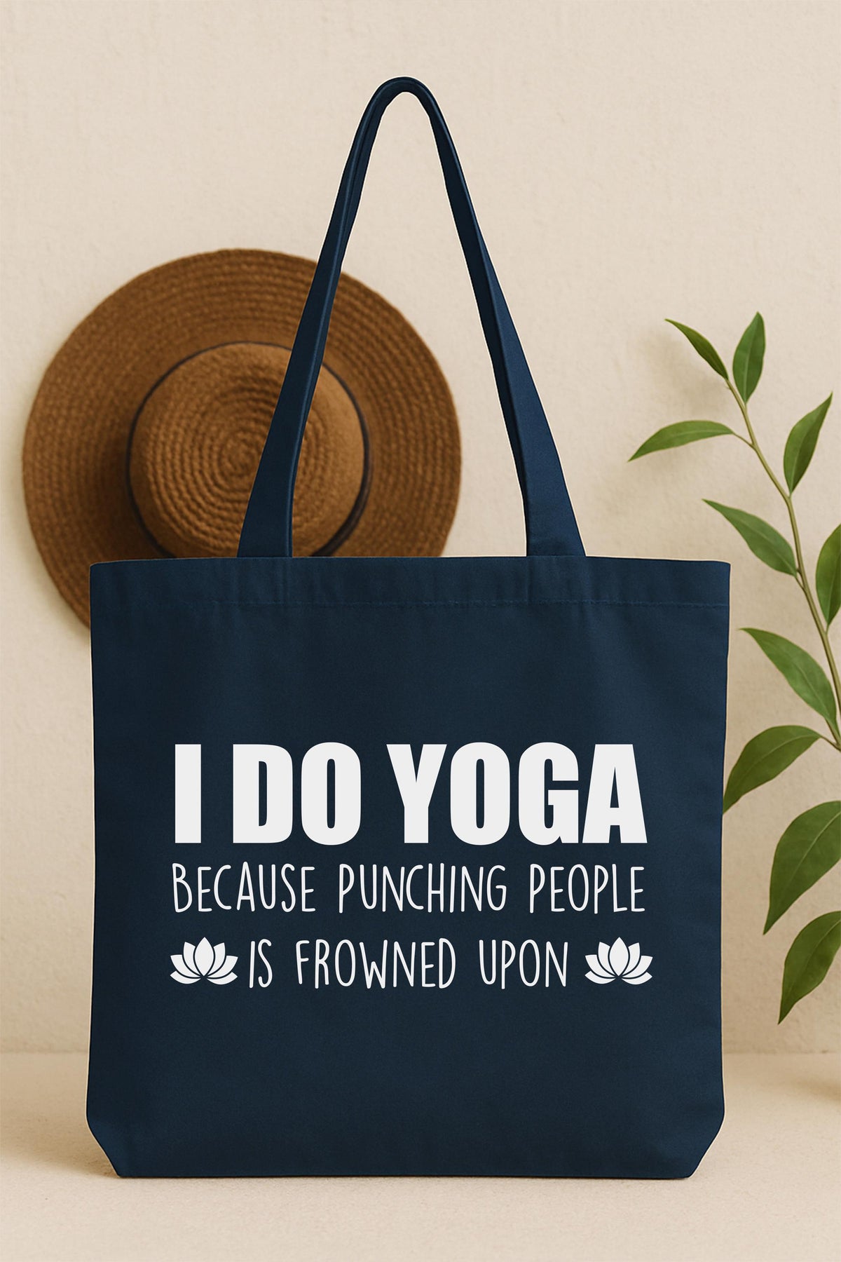 I Do Yoga Because Punching People is Frowned Upon Tote Bag, Yoga Lover Tote Bag, Yoga Teacher Gift Tote