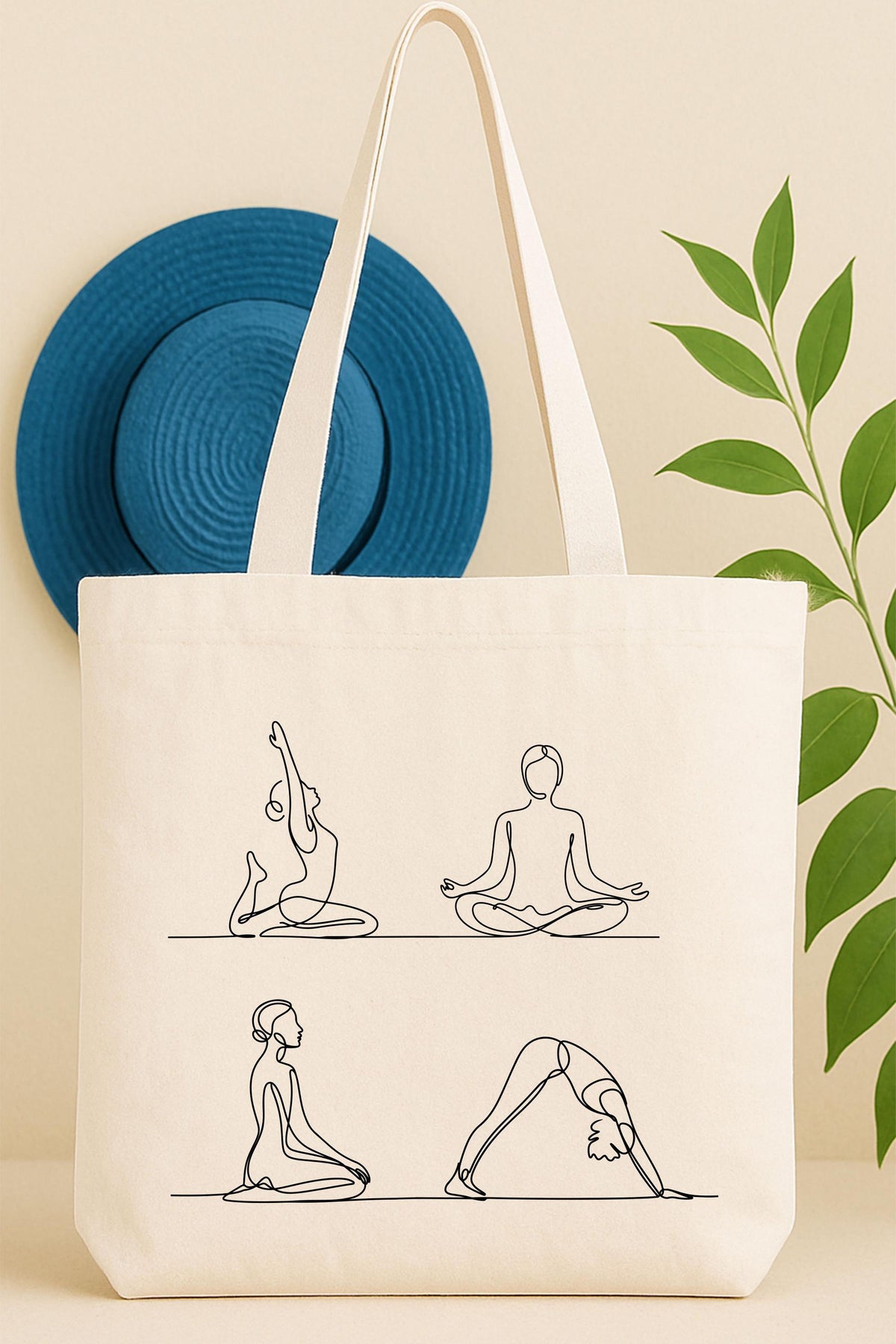 Yoga Poses Line Art Tote Bag
