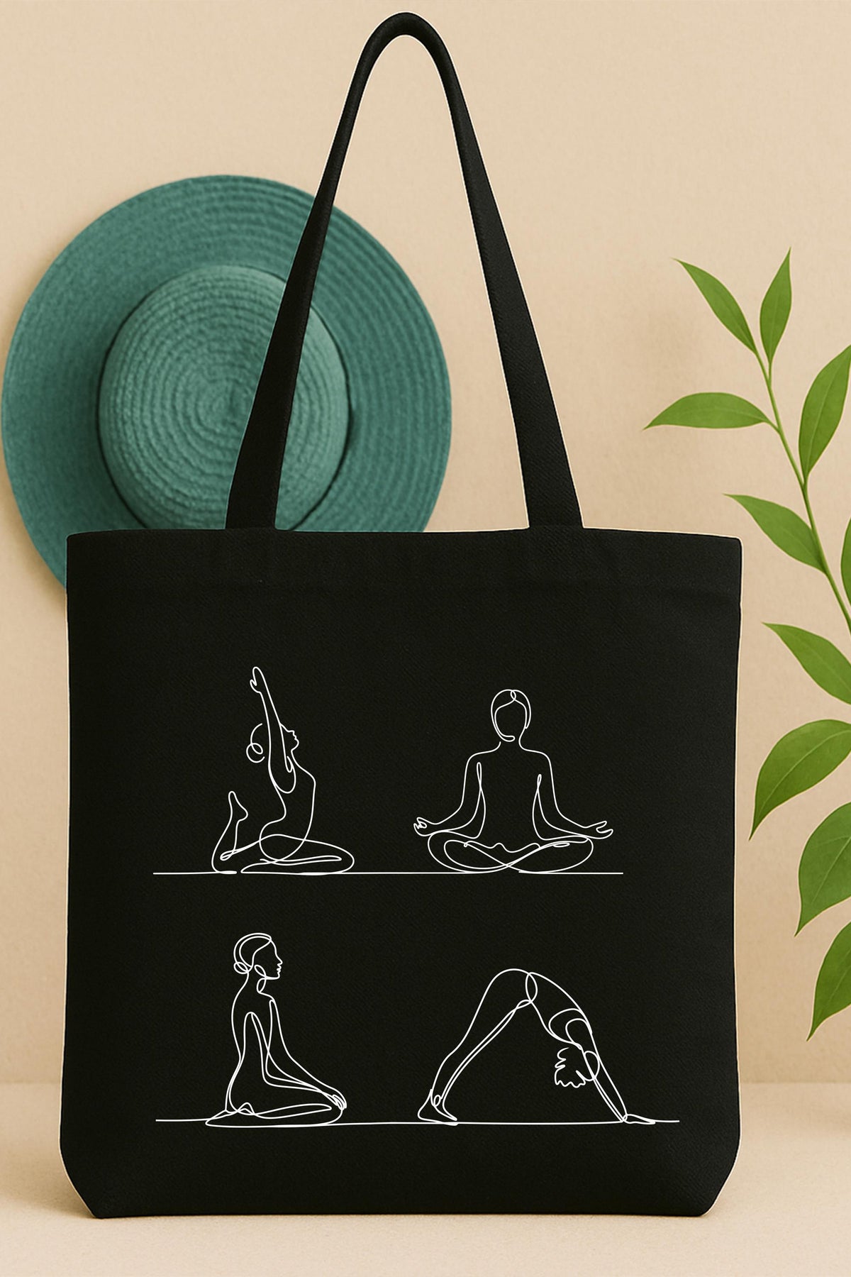 Yoga Poses Line Art Tote Bag