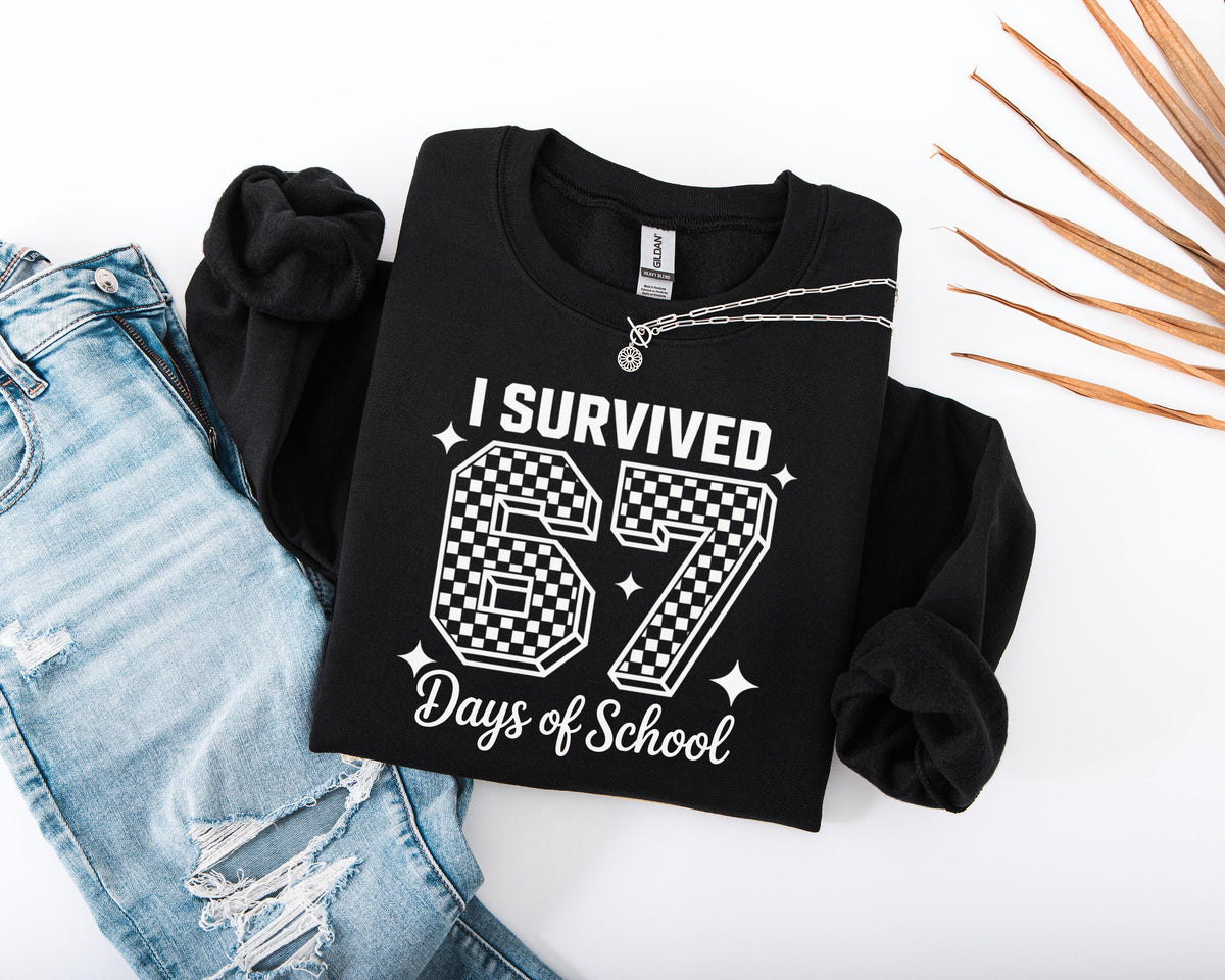 I Survived 67 Days of School Sweatshirt, 6 7 Days of School Sweater, Funny Teacher Sweater, Student Six Seven Sweater, School Hoodie