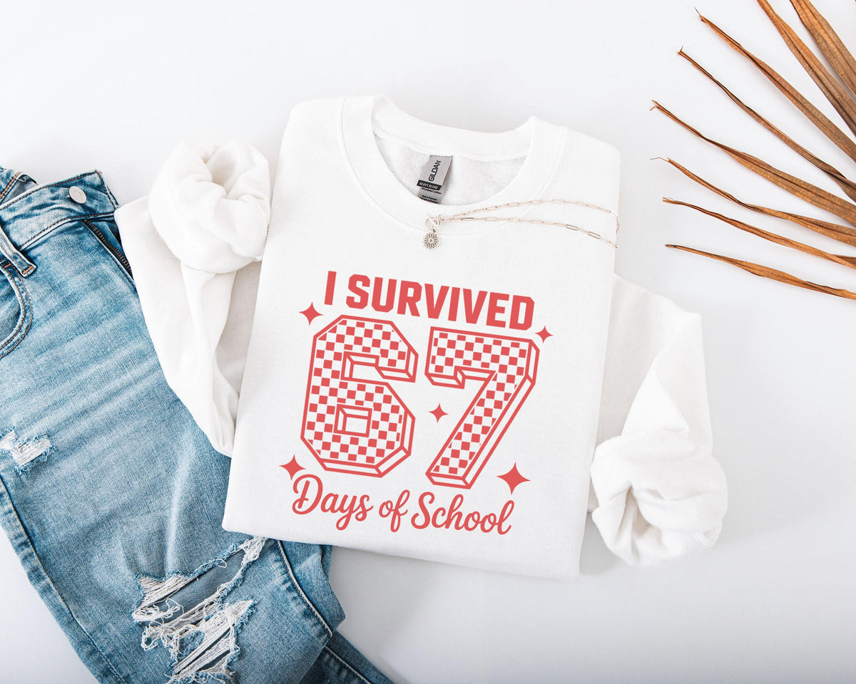 I Survived 67 Days of School Sweatshirt, 6 7 Days of School Sweater, Funny Teacher Sweater, Student Six Seven Sweater, School Hoodie